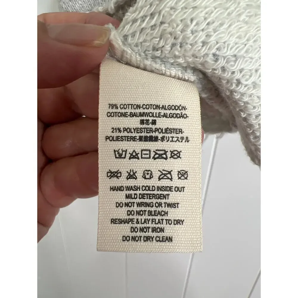 Free People Cropped Gray Sweatshirt with Bead and Lace Applica Size Large - Picture 6 of 7